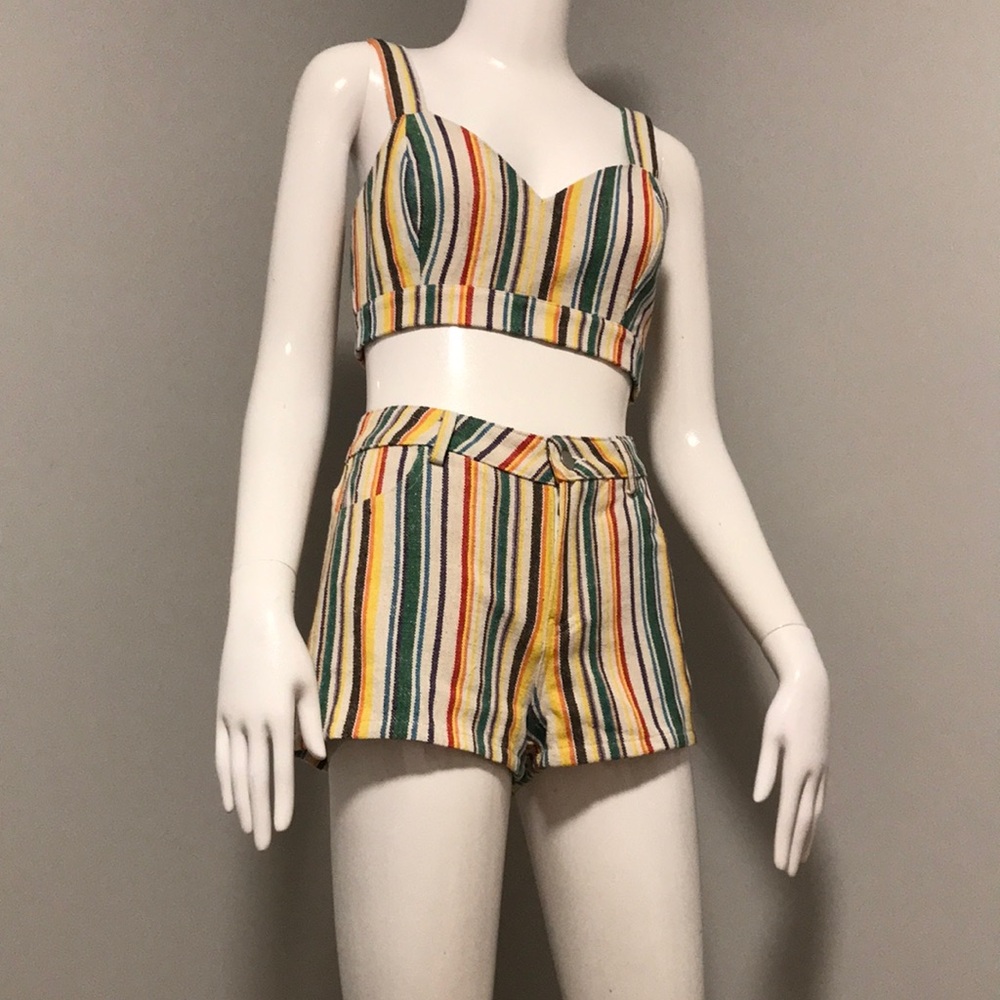 NWT Le Lis Striped Crop Top and Shorts Set